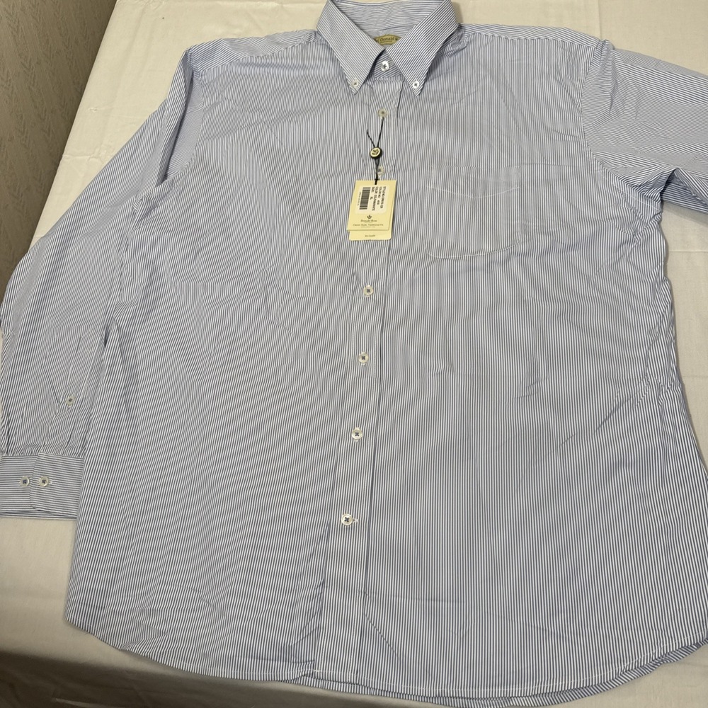 GOLF SHIRT MEN XL Donald Ross Sportswear L/S BLUE MICRSTRIPE Wicking  Blue NWT